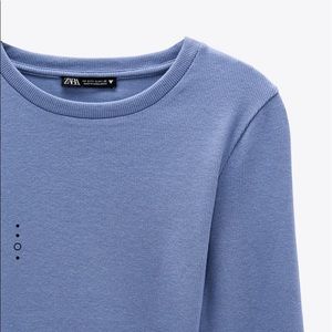 blue zara ribbed top (bodysuit)